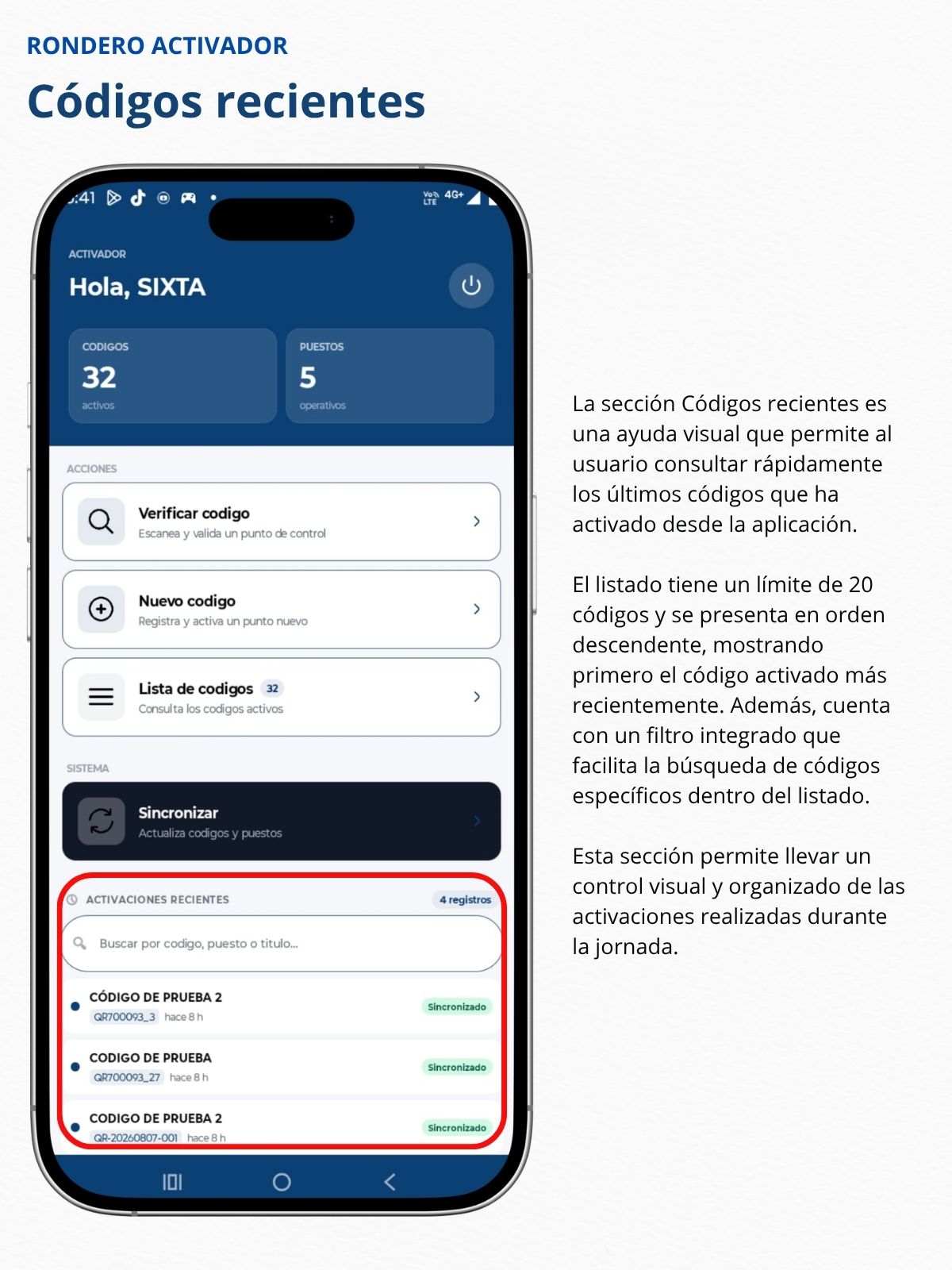 Códigos recientes