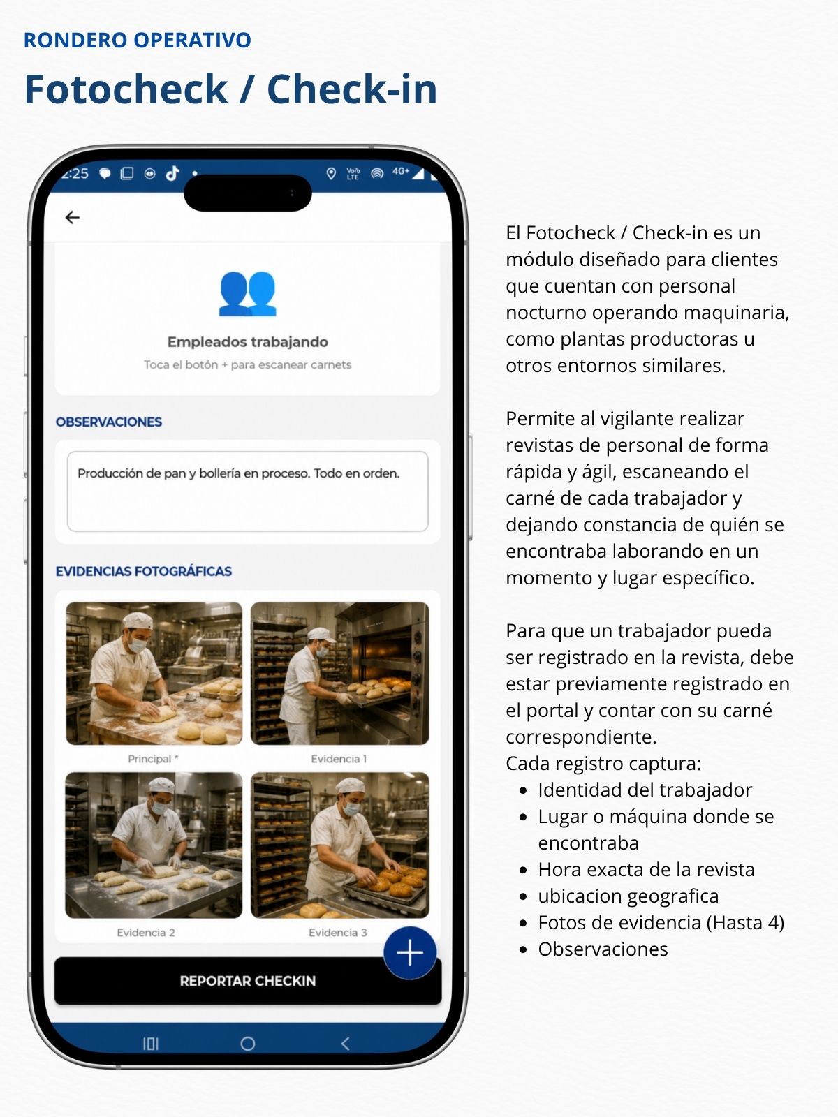 Fotocheck / Check-in - Evidencias