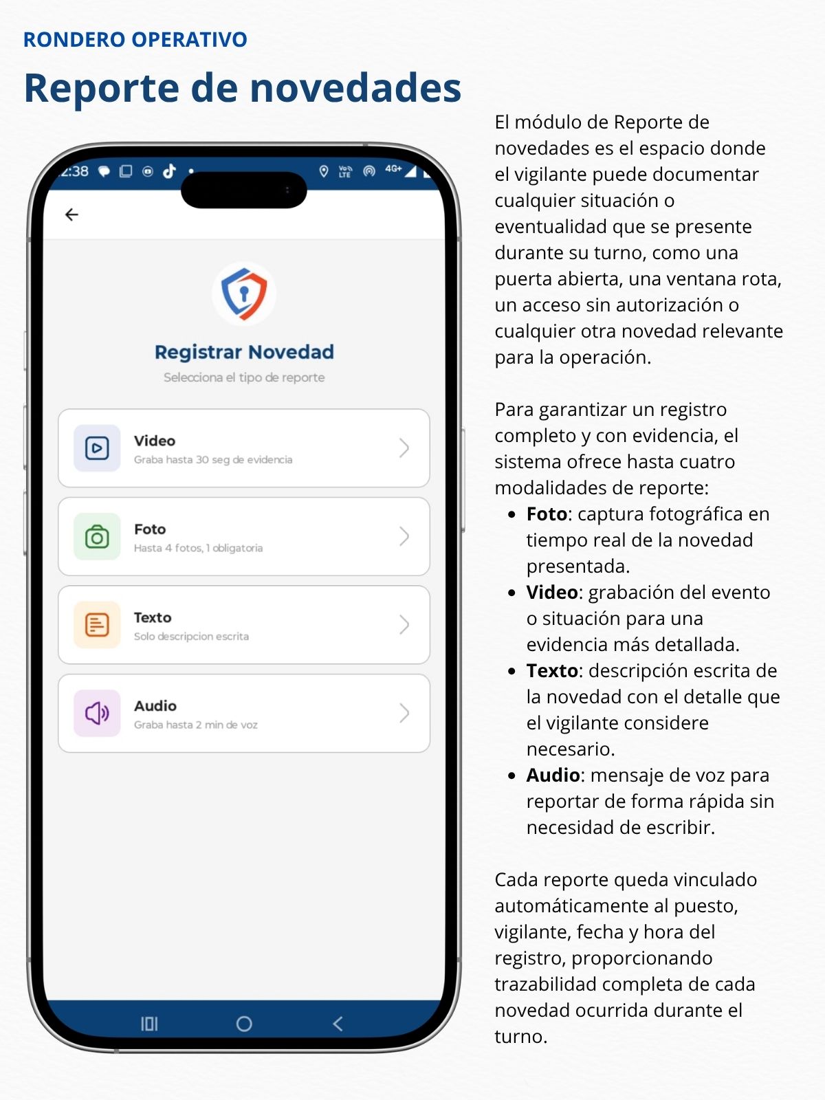 Reporte de Novedades - Tipos