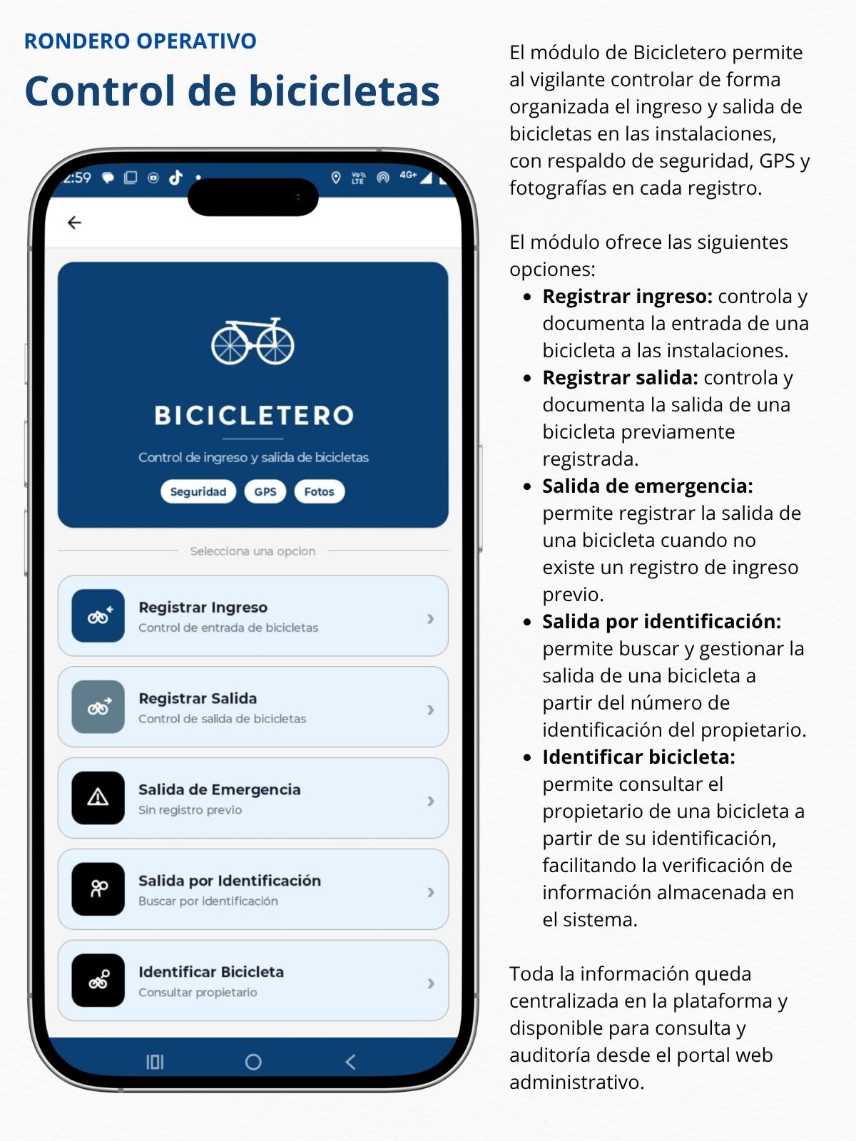 Control de Bicicletas - Opciones