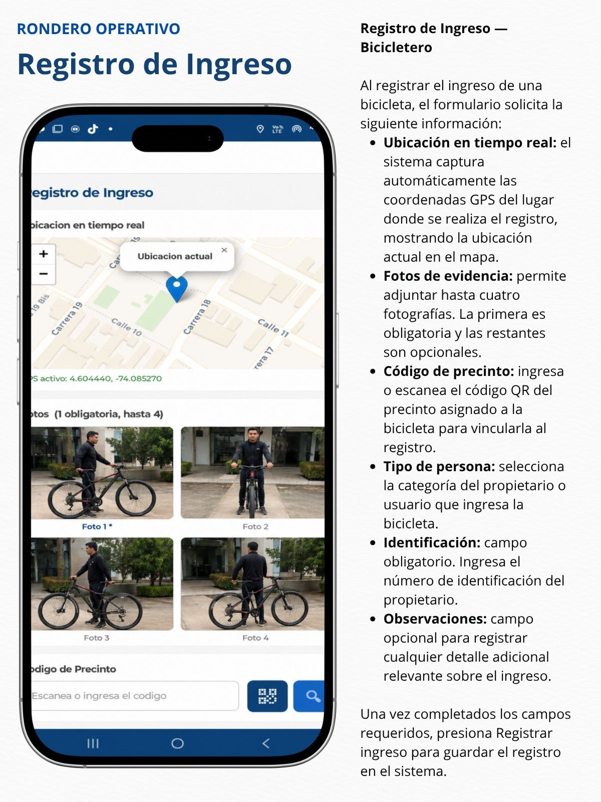Bicicletero - Registro de Ingreso