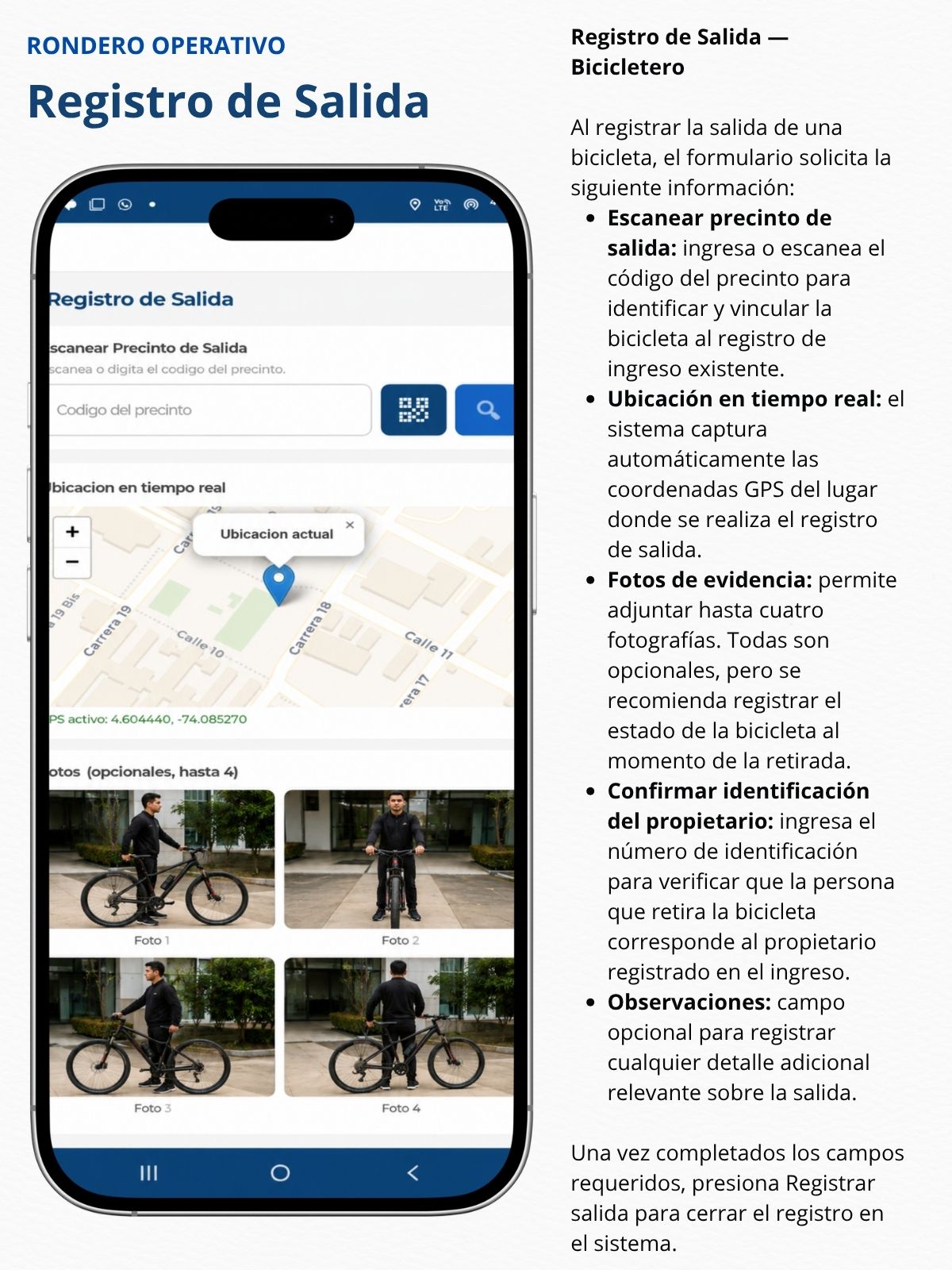 Bicicletero - Registro de Salida
