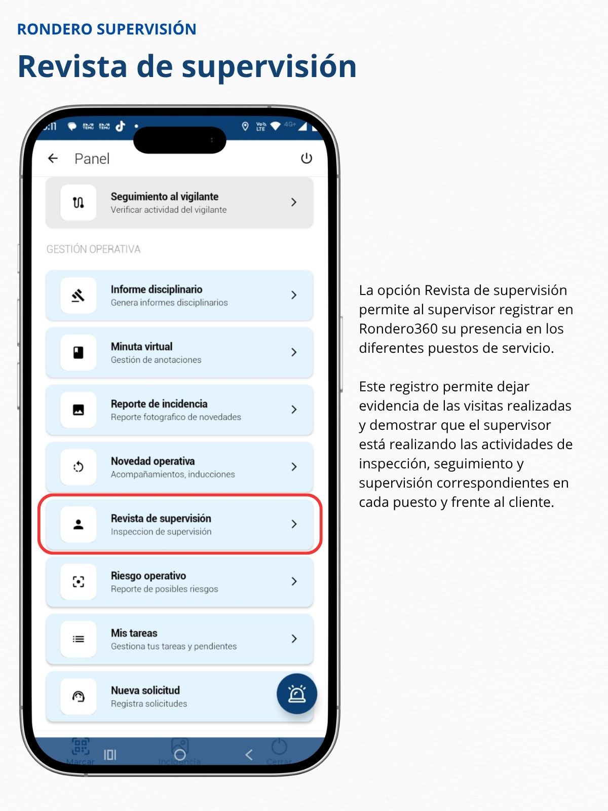 Registro de una Novedad Operativa